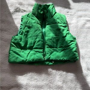 Women Green Puffer Vest